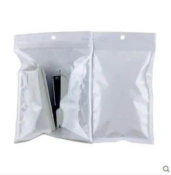Små 7cm*10cm Hvid / Klar Self Tætning Lynlås Plast detailpakning Bag, Lynlås til Zip-Lock Pose Detail Opbevaring W/ Hænge Hul