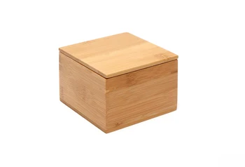 Små Bambus opbevaringsboks med låg Moderne Stil Naturlige Træ Skrivebord Arrangør Tabel opbevaringsboks for Diverse/Slik/Nødder