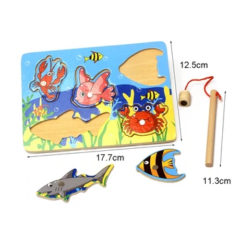 Småbørn Toy Begyndelsen af Træ-Fiskeri Legetøj Klassisk Legetøj Magnetiske 5Pcs Fisk & Fiskeri Stænger Fastsat Lille Størrelse Fisk Spille Spil med en Ven