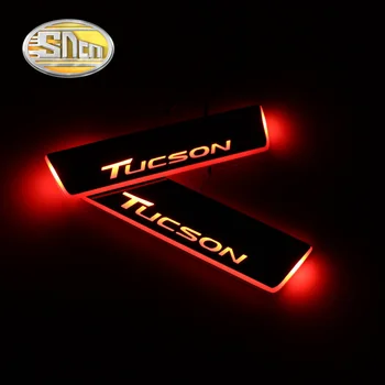 SNCN Vandtæt Ultratynde Akryl Bil LED Velkommen Lys Scuff Plate Pedal Dør Karmen For Hyundai Tucson 2016,forreste og bageste