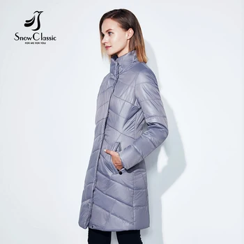 SnowClassic nye forårs frakke kvinder er lang tid fashion lag tynd bomuld varm frakke kort skyttegrav frakke af høj kvalitet, Europæiske kvinder 2018