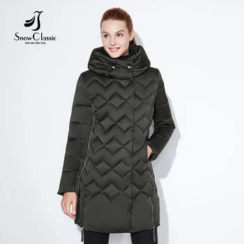 SnowClassic vinter jakke kvinder Tynd kort Hood parka frakker luksus overtøj Argyle jakke kvinder over fast vinter frakker 2018