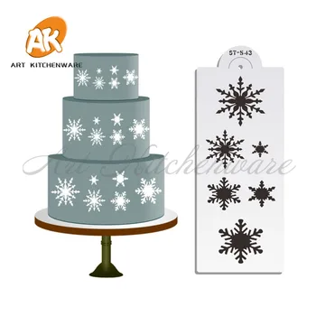 Snowflake Kage og en Cookie Stencil,julefest Design Cupcake Dekoration Stencils,Fondant Kage Udsmykning Værktøjer, ST-543
