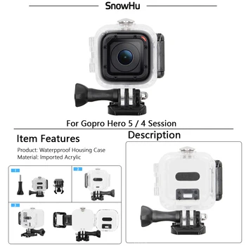 SnowHu til Gopro Hero 5 / 4 Session Tilbehør Sæt Stativ 3-Vejs Monopod til Go pro hero 5 Session 4 Session Action Kamera ZH70