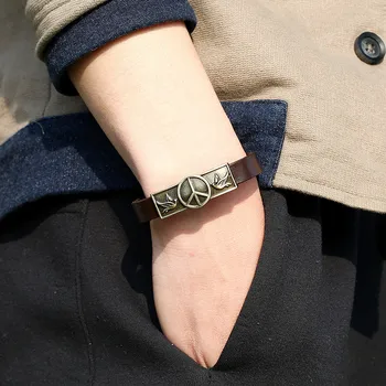 SOHOT Trendy Due Fred Tegn på Venskab Armbånd Smykker i Ægte Læder Antik Bronze Farve Tilbehør Pulsera Bracciale