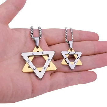 SOITIS Odense davidsstjerne Hexagram Vedhæng Israels Jødiske Judaistisk Smykker Halskæde i Rustfrit Stål Kvinder Mænd Unik Kæde