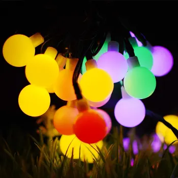 Solar Kloden LED String Lys Flerfarvet 50 Lysdioder Bold Parti Fairy Lights Have Ferie Bryllup Dekoration Udendørs Belysning