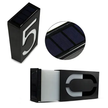Solar Powered vægbeslag 6 LED Pære Lampe Belysning Doorplate Lampe husnummer Veranda Lys Med Sol Batteri
