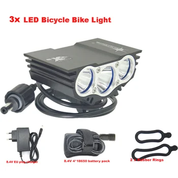 Solarstorm X3-3x XML T6 LED 7000Lm Cykel Lys foran Genopladelige Cykel Lys Lommelygte Cykling Forlygte 18650 Batteri+Oplader
