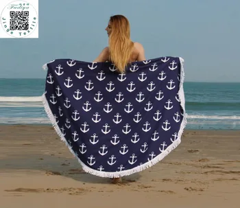 Solbade Runde Strand Håndklæder Nye Store Microfiber Trykt Yoga Håndklæde Med Kvast Servietten De Plage Toalla Cirkel Playa sjal