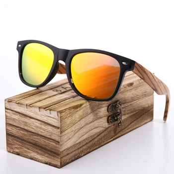 Solbriller 2018 Polariseret Zebra Træ Briller Hånd Lavet Vintage Træ-Ramme Mandlige Kørsel Sol Briller Nuancer Gafas Med Box