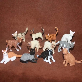 Solid pvc figur katte, dyr modeller legetøj, som børn fødselsdagsgave legetøj ferie gave ornamenter 12pcs/sæt