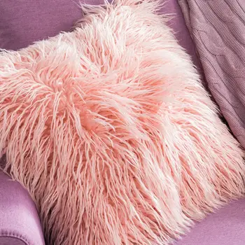 Solid Super Blød Plys Home Decor Pude Faux Fur Pudebetræk Hjem Model Værelses Puder Dekorative Pudebetræk Pillowsham