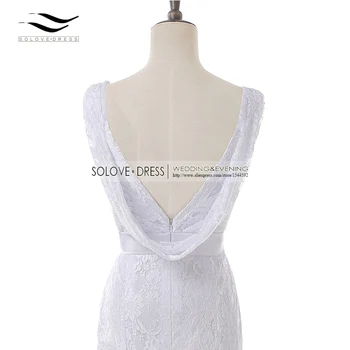 Solovedress Læg V Hals Havfrue Lace Wedding Dress 2017 Elegante Blonder Strand Brudekjole vestido De noiva Chaple Tog SLD-W81