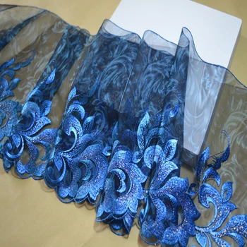 Somelace 2yds/masse skinnende blå~rødt mønster blomster Broderi DIY blonder trim til klæder og bryllup decoration17012003