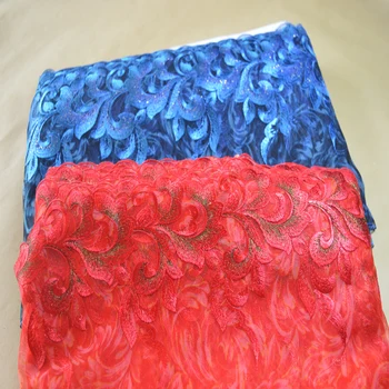 Somelace 2yds/masse skinnende blå~rødt mønster blomster Broderi DIY blonder trim til klæder og bryllup decoration17012003