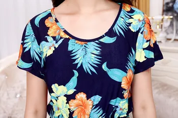 Sommer stil Kjole 2018 Plus Size Short Sleeve XL-5XL Kvinder klæder sig Afslappet Mælk silke sundress Udskrivning O-Hals Vestidos de Festa