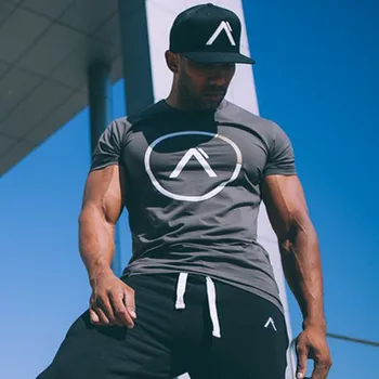 Sommer stil mænds bomuld kortærmet t-shirt Fitness-bodybuilding-shirts Crossfit mandlige Brand tee toppe, Mode tøj