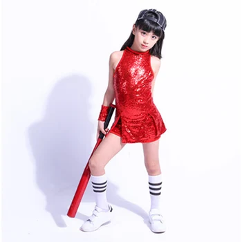 SONGYUEXIA Børn scenen Dancewear Børne Hip-hop, Jazz Dans, der Passer Pailletter Moderne Dans Tøj Pige Cheerleading Kostumer