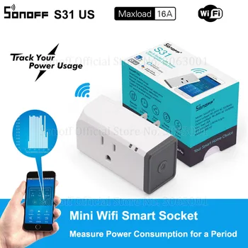 Sonoff S31 OS 16A Mini Wifi Smart Stikket Hjem Strømforbrug Måle, Overvåge Energiforbrug App Remote IFTTT Kontrol med Alexa