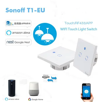 Sonoff T1 EU-Smart Wifi Væggen Tryk lyskontakten 1 Gang 2 Gang Touch/WiFi/433 RF/APP Remote Smart Home Skifte Arbejde med Alexa