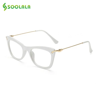 SOOLALA Kvinders Mode Designer Cat Eye Briller Rammer med Metal-Arme Læsning Briller Kvinder Anti-træthed-Brillerne Oculos