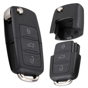 Sort 3 Knapper Smart Remote Auto Bil vigtig Sag Shell Fob Erstatning Uden Chip til Volkswagen B5 / Passat