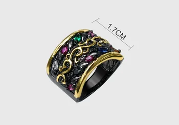 Sort farve Ringe til pige cubic zircon farverige sten finger Ring mode smykker Gratis forsendelse i fuld størrelse