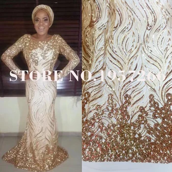 Sort+Guld Fashion design smukke Afrikanske net blonde stof med palietter, 2018 Mest populære fransk blonde stof til bryllup L9195
