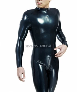 Sort latex mandlige bodysuit gummi latex fetish kostumer til mand
