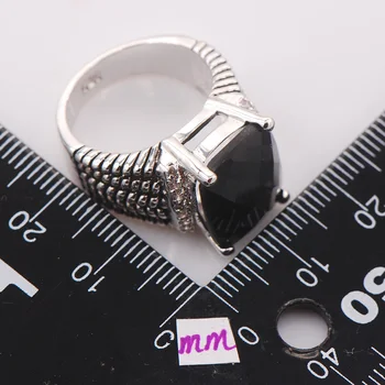 Sort Onyx Kvinder 925 Sterling Sølv Ring F777 Størrelse 6 7 8 9 10