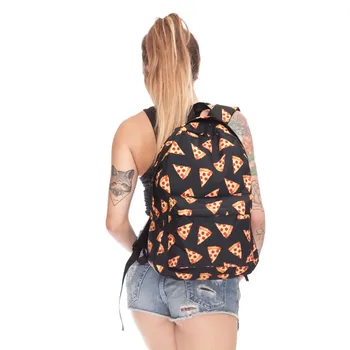 Sort pizza 3D-Print rygsæk kvinder mochila rygsække 2016, der bekymrer sig Nye skole mochilas rygsække sac a dos rugtas zainetto