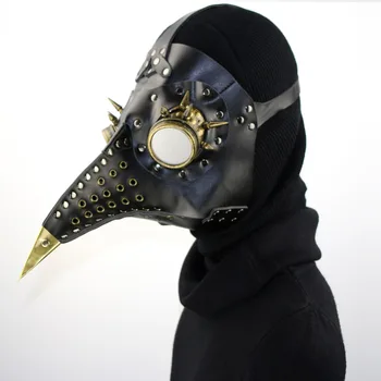 Sort PU Læder Steampunk Maske Gotisk Rock-Punk Lange Næb Fugl Pesten Læge Anime Cosplay Tilbehør Halloween Fest Masker
