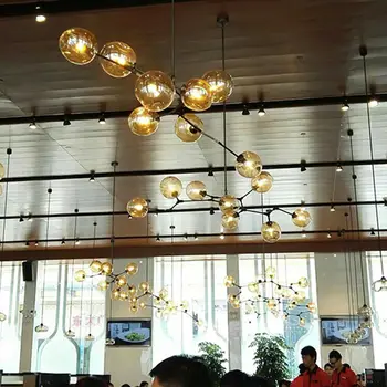 Sort Retro Vedhæng Lys Inventar Til Stue Spisestue Glas Bolden Nuancer Hængende Lampe Justerbar Vinkel Og Restaurant