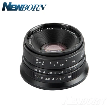 Sort/Splint 25mm F/1.8 HD MC Manuel Fokus Objektiv til Sony NEX E Mount-Kamera A7 A7R A7S A7RII A7SII A6300 A6000 NEX-7