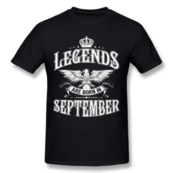 Sort T Shirt Mænd Legender Er Født I September Sjove T-Shirts Besætning Hals Kortærmet Tøj- Bomuld T-Shirts Plus Størrelse