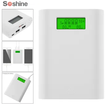 Soshine E3S 18650 Bærbar strømkilde Bank med Dobbelt USB - + Smart Intelligent 18650 Batteri Oplader med LCD-Skærm