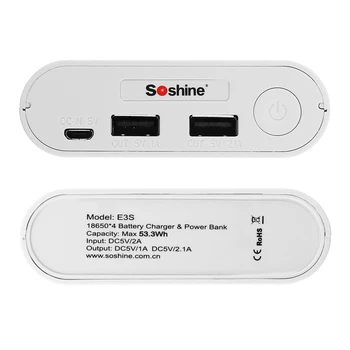 Soshine E3S Power Bank 18650 Batteri Oplader Enheden 18650 LCD-Powerbanks Mobil Oplader Bank med Beskyttende Circuit + USB Kabel