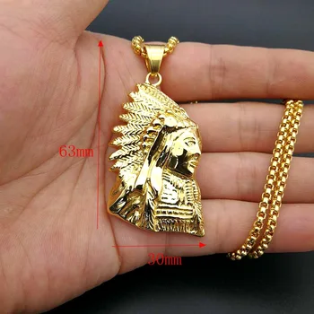 South American national smykker hip-hop Halskæde titanium gold Indien høvdingens Vedhæng
