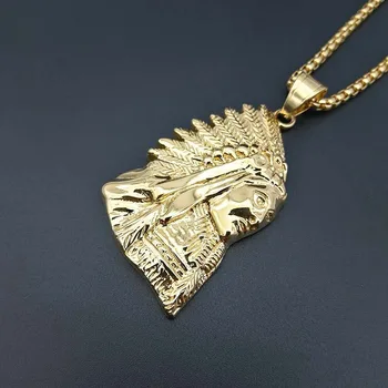 South American national smykker hip-hop Halskæde titanium gold Indien høvdingens Vedhæng