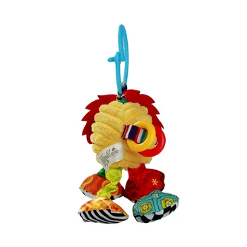 Sozzy Baby Vibrerede Plys Dyr Lion Legetøj Rangle Crinkle Lyd 18cm Bløde Fyld Flerfarvet Multifunktions-Toy