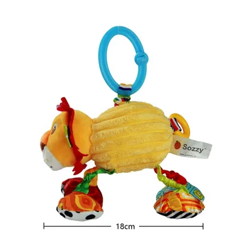 Sozzy Baby Vibrerede Plys Dyr Lion Legetøj Rangle Crinkle Lyd 18cm Bløde Fyld Flerfarvet Multifunktions-Toy