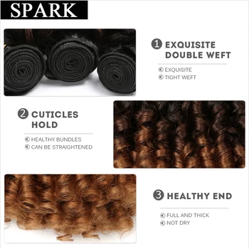 Spark 1B/4/30 Ombre Brasilianske Hoppende Curly Væve menneskehår 3 Bundter med Lace Lukning 4x4 Gratis Del 4stk/Masse Remy Hair Lukning