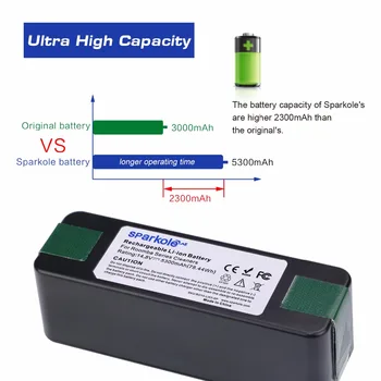 Sparkole 14,8 V 5300mAh Genopladeligt Batteri Lithium-ion-Batteri til iRobot Roomba Støvsuger 500 600 700 800-Serien