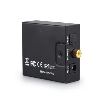 SPDIF Coaxial / Optical Digital Audio input til RCA-R/L Analog Lyd, 3,5 mm Stereo-Output-Converter Adapter til HD-DVD-TV Computer