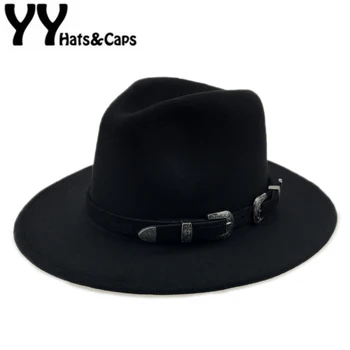 Speciel Filt Hat Mænd Fedora Hatte med Bælte Kvinder Vintage Trilby Caps Uld Fedora Varm Jazz Hat Chapeau Femme feutre YY17094
