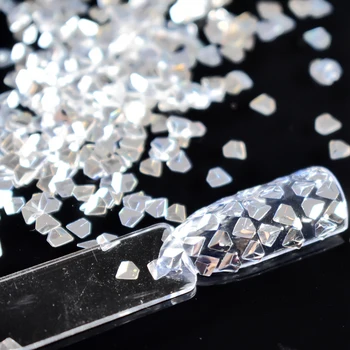 Spejl Sølv 3D-Diamond-Form Søm Flakies Sparkle Paillet Strå Søm Glitter Ark Manicure Tips Dekoration Værktøj