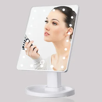 Spejle 360 Grader Rotation Makeup Spejl Justerbar 16/22 Tændte Lysdioder LED Touch Skærm Bærbar Lysende Kosmetiske Spejle HB8