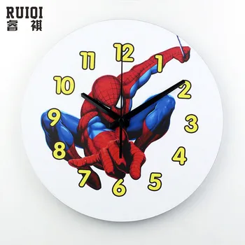 Spider-man tegneserie mute vægur sikker væg ure, home decor kids stue vægure 3d børn værelses ur ur gave