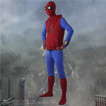 Spiderman Superhelt Cosplay Spider-Man Homecoming Kostume Spider Mand Tøj Halloween, Karneval Tøj Voksne Mænd Hele Sæt Rød